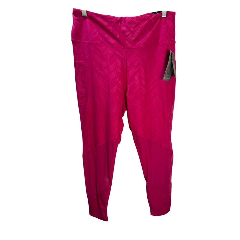 Bally Total Fitness‎ Ankle Legging XL Polyester/Spandex Pink Chevron Print